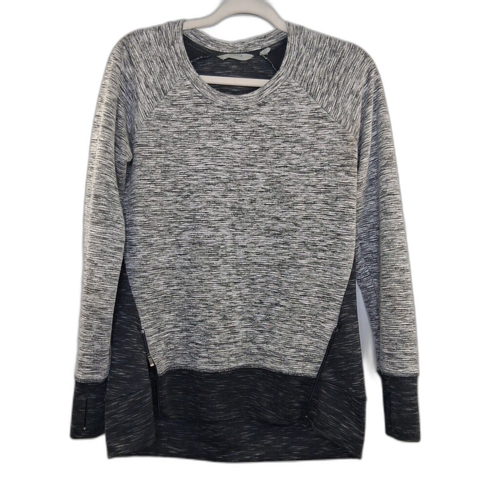 Athleta Marled Gray R&R Zipper Sweatshirt Size M Athleisure Activewear